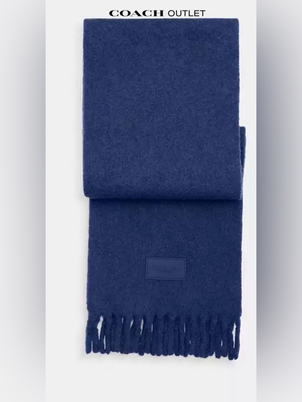 Coach Teal Blue Mohair Chunky Scarf with Logo Patch